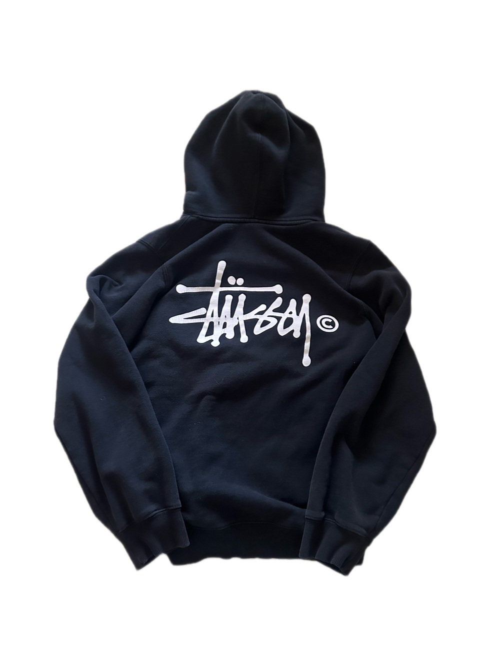 Stussy Black Hoodie with White Graffiti Logo - Men